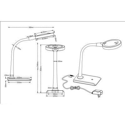 LUPO LAMPADA DA TAVOLO A LED 2 COLORI E LENTE DI INGRANDIMENTO 3 DIOTTRIE TRIO LIGHTING - Cristalensi Shop Online