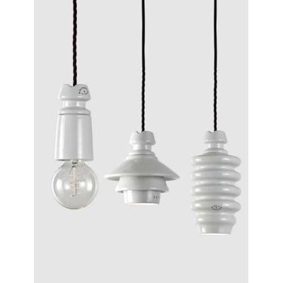 BATTERSEA SOSPENSIONE 6 LUCI VINTAGE IN CERAMICA DIFFUSORI MISTI TOSCOT - Cristalensi Shop Online