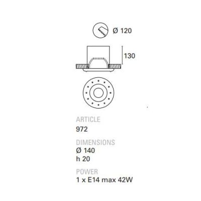 BATTERSEA FARETTO DA INCASSO ROTONDO D14 CM IN CERAMICA ATTACCO E14 TOSCOT - Cristalensi Shop Online
