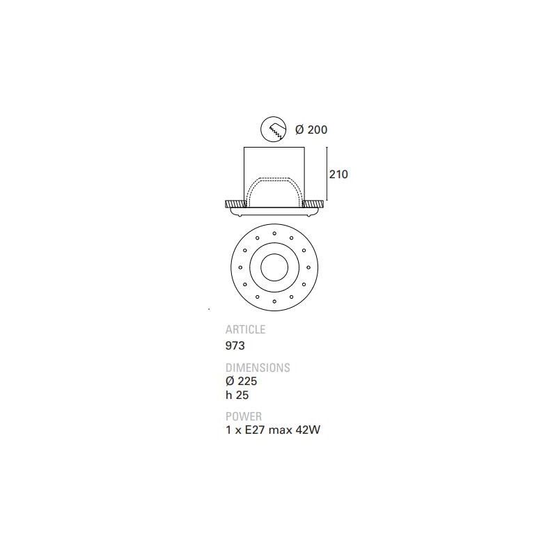 BATTERSEA FARETTO DA INCASSO ROTONDO D22,5 CM IN CERAMICA ATTACCO E27 TOSCOT - Cristalensi Shop Online