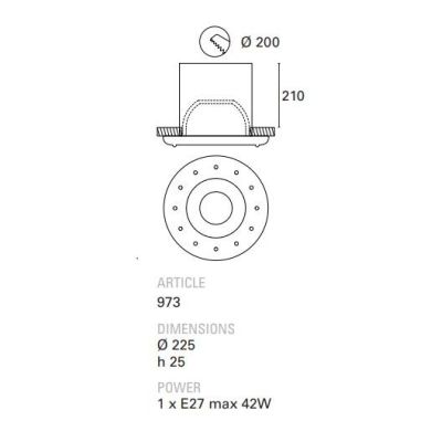 BATTERSEA FARETTO DA INCASSO ROTONDO D22,5 CM IN CERAMICA ATTACCO E27 TOSCOT - Cristalensi Shop Online