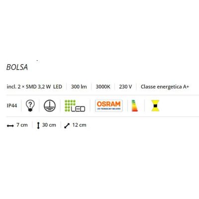 BOLSA AP2 APPLIQUE IN METALLO CROMATO A LED INTEGRATO IP44 TRIO LIGHTING - Cristalensi Shop Online