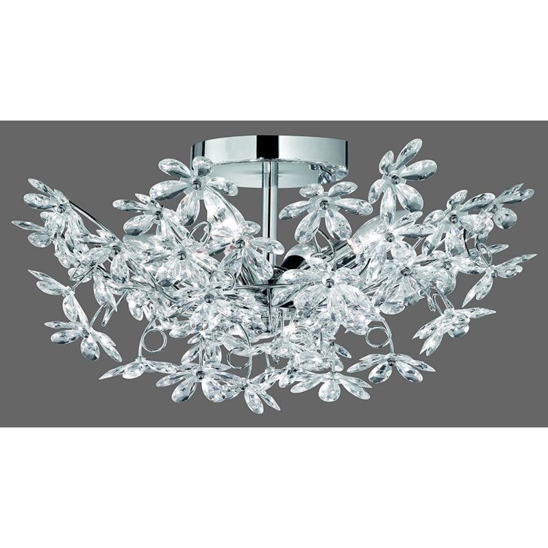 FLOWER 4 PLAFONIERA CON FIORI IN CRISTALLO POLIMERO COLORATI O TRASPARENTI D.51 RL - Cristalensi Shop Online