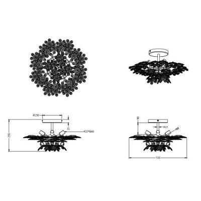 FLOWER 4 PLAFONIERA CON FIORI IN CRISTALLO POLIMERO COLORATI O TRASPARENTI D.51 RL - Cristalensi Shop Online