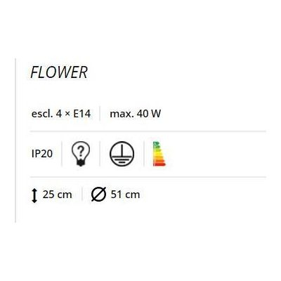 FLOWER 4 PLAFONIERA CON FIORI IN CRISTALLO POLIMERO COLORATI O TRASPARENTI D.51 RL - Cristalensi Shop Online