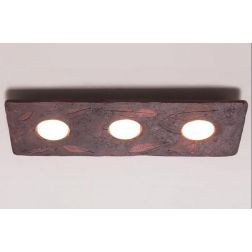 VIVALDI PLAFONIERA 3 LUCI RETTANGOLARE RUSTICA IN CERAMICA MADE IN ITALY ATTACCO GX53 TOSCOT - Cristalensi Shop Online