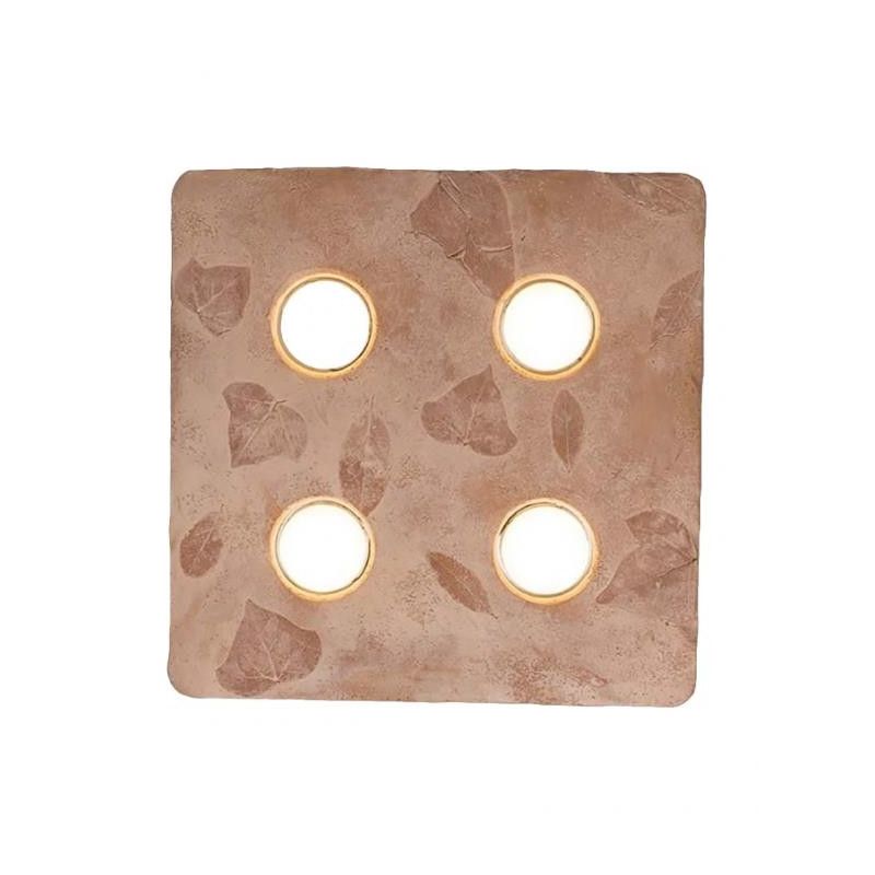 VIVALDI PLAFONIERA 4 LUCI QUADRATA 45X45 RUSTICA IN CERAMICA MADE IN ITALY ATTACCO GX53 TOSCOT - Cristalensi Shop Online