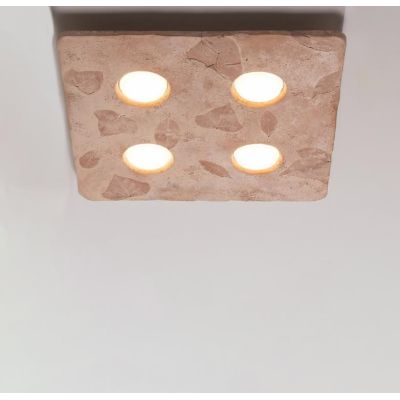 VIVALDI PLAFONIERA 4 LUCI QUADRATA 45X45 RUSTICA IN CERAMICA MADE IN ITALY ATTACCO GX53 TOSCOT - Cristalensi Shop Online