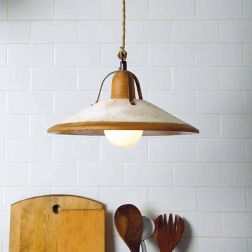 ASIAGO SOSPENSIONE RUSTICA D37 CM IN CERAMICA DECORATA MADE IN ITALY ATTACCO E27 TOSCOT - Cristalensi Shop Online