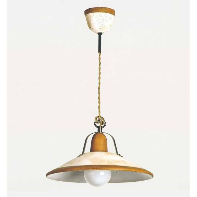 ASIAGO SOSPENSIONE RUSTICA D37 CM IN CERAMICA DECORATA MADE IN ITALY ATTACCO E27 TOSCOT - Cristalensi Shop Online