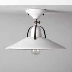ASIAGO PLAFONIERA RUSTICA PIATTO D37 CM IN CERAMICA DECORATA MADE IN ITALY ATTACCO E27 TOSCOT - Cristalensi Shop Online