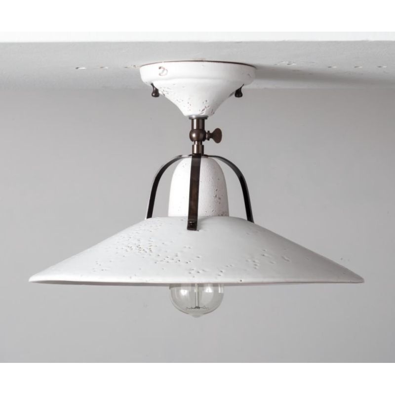 ASIAGO PLAFONIERA RUSTICA PIATTO D44 CM IN CERAMICA DECORATA MADE IN ITALY ATTACCO E27 TOSCOT - Cristalensi Shop Online