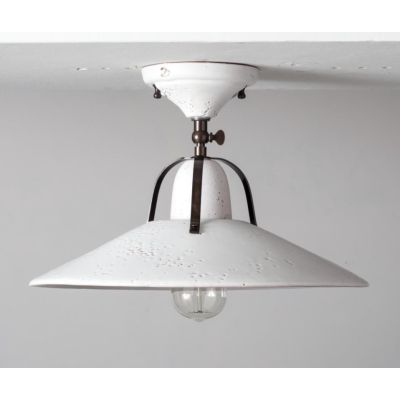 ASIAGO PLAFONIERA RUSTICA PIATTO D44 CM IN CERAMICA DECORATA MADE IN ITALY ATTACCO E27 TOSCOT - Cristalensi Shop Online