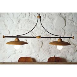 SETTIMELLO BILANCIERE 2 LUCI RUSTICO MADE IN ITALY METALLO BRUNITO E PIATTI IN TERRACOTTA TOSCOT - Cristalensi Shop Online