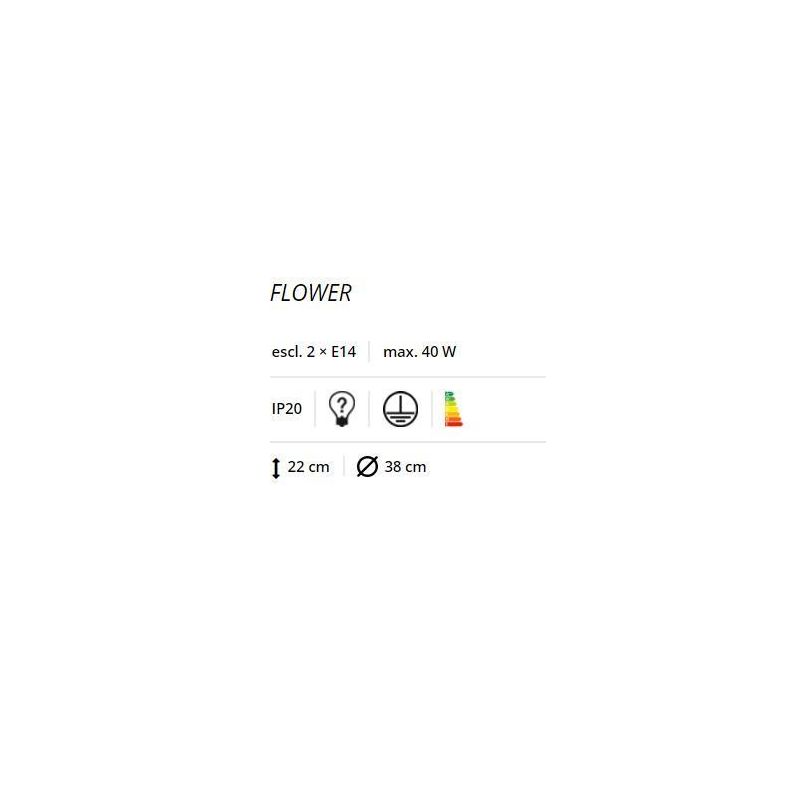 FLOWER 2 PLAFONIERA CON FIORI IN CRISTALLO POLIMERO COLORATI O TRASPARENTI D.38 RL - Cristalensi Shop Online