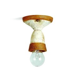 SETTIMELLO PICCOLA PLAFONIERA RUSTICA MADE IN ITALY IN TERRACOTTA DECORATA A MANO TOSCOT - Cristalensi Shop Online