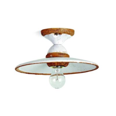 SETTIMELLO PLAFONIERA RUSTICA D22 CM MADE IN ITALY IN TERRACOTTA DECORATA A MANO TOSCOT - Cristalensi Shop Online