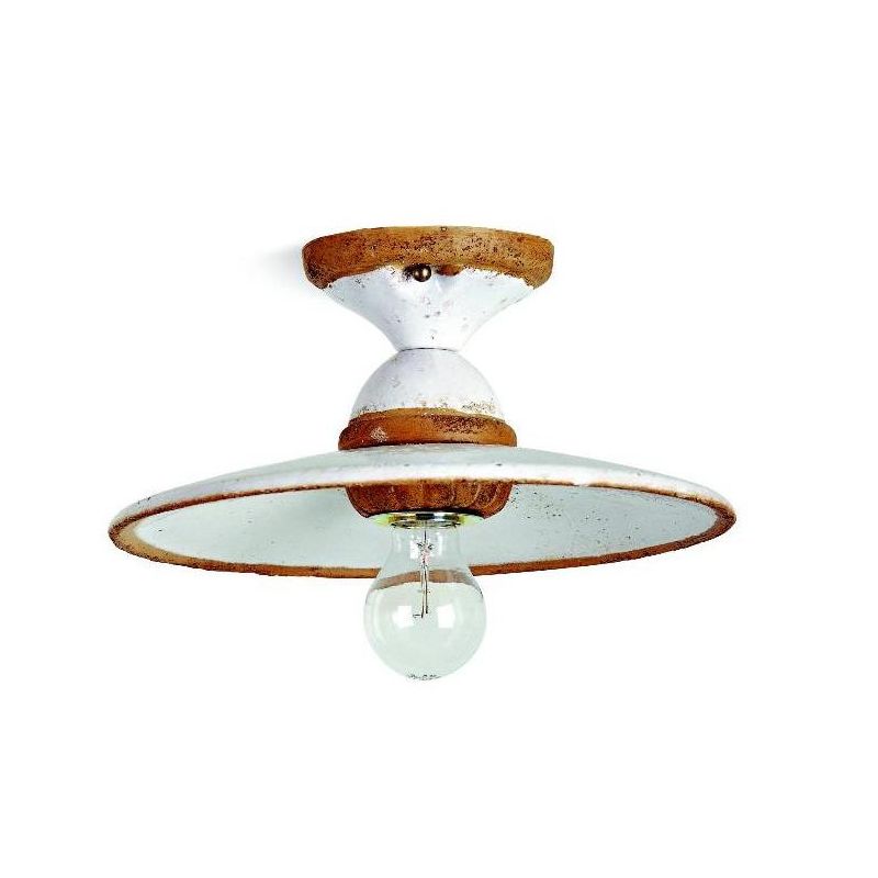 SETTIMELLO PLAFONIERA RUSTICA D35 CM MADE IN ITALY IN TERRACOTTA DECORATA A MANO TOSCOT - Cristalensi Shop Online