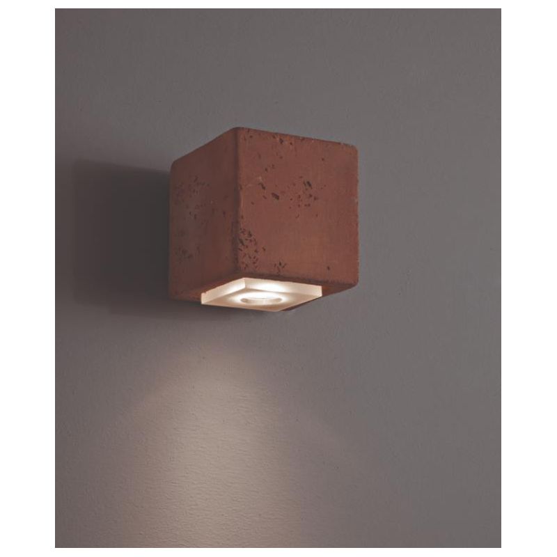 SMITH APPLIQUE CUBO RUSTICA IP65 LED 3,5W LUCE 3000K O 2700K IN TERRACOTTA MADE IN ITALY TOSCOT - Cristalensi Shop Online