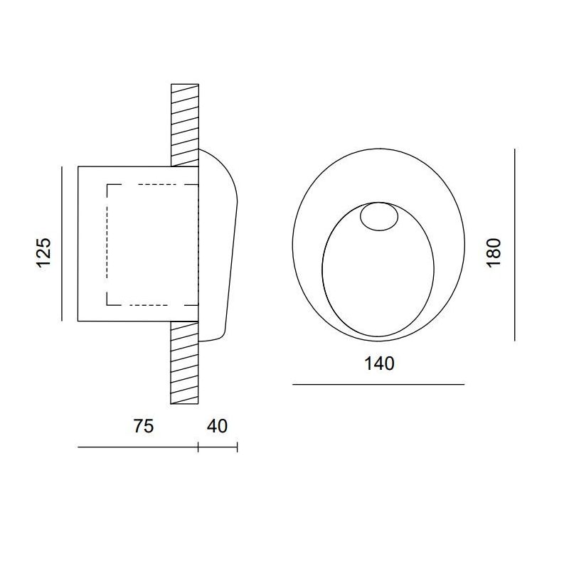 OVAL APPLIQUE DA INCASSO IP65 OVALE LED 3,5W LUCE 3000K O 2700K IN TERRACOTTA MADE IN ITALY TOSCOT - Cristalensi Shop Online