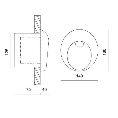 OVAL APPLIQUE DA INCASSO IP65 OVALE LED 3,5W LUCE 3000K O 2700K IN TERRACOTTA MADE IN ITALY TOSCOT - Cristalensi Shop Online