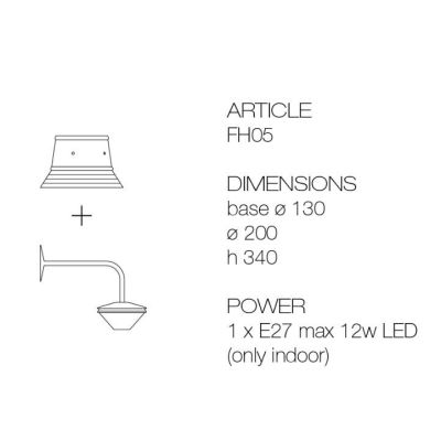 FH05 FISHATS LAMPADA A PARETE ORIGINALE IN ALLUMINIO CON CAPPELLO IN POLIESTERE 4 COLORI DISPONIBILI TOSCOT - Cristalensi Shop O