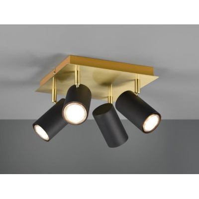 MARLEY FARETTO DA SOFFITTO METALLO ORO CON 4 SPOT ORIENTABILI NERI ATTACCO 4XGU10 TRIO LIGHTING - Cristalensi Shop Online