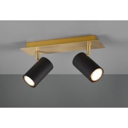 MARLEY FARETTO DA SOFFITTO METALLO ORO CON 2 SPOT ORIENTABILI NERI ATTACCO 2XGU10 TRIO LIGHTING - Cristalensi Shop Online