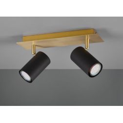 MARLEY FARETTO DA SOFFITTO METALLO ORO CON 2 SPOT ORIENTABILI NERI ATTACCO 2XGU10 TRIO LIGHTING - Cristalensi Shop Online 2