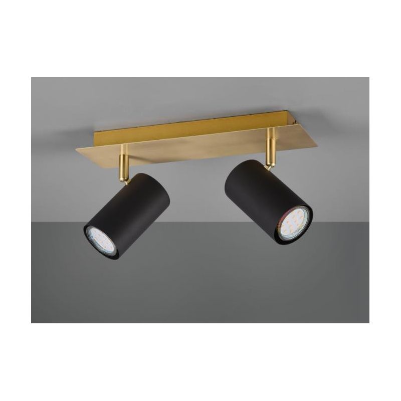MARLEY FARETTO DA SOFFITTO METALLO ORO CON 2 SPOT ORIENTABILI NERI ATTACCO 2XGU10 TRIO LIGHTING - Cristalensi Shop Online
