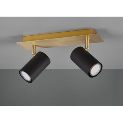 MARLEY FARETTO DA SOFFITTO METALLO ORO CON 2 SPOT ORIENTABILI NERI ATTACCO 2XGU10 TRIO LIGHTING - Cristalensi Shop Online