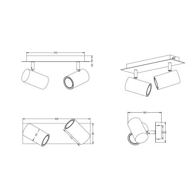 MARLEY FARETTO DA SOFFITTO METALLO ORO CON 2 SPOT ORIENTABILI NERI ATTACCO 2XGU10 TRIO LIGHTING - Cristalensi Shop Online