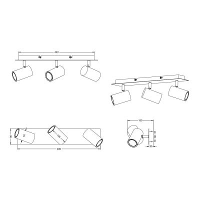 MARLEY FARETTO DA SOFFITTO METALLO ORO CON 3 SPOT ORIENTABILI NERI ATTACCO 3XGU10 TRIO LIGHTING - Cristalensi Shop Online