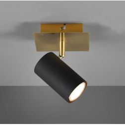 MARLEY FARETTO DA SOFFITTO O PARETE ORIENTABILE IN METALLO ORO CON SPOT CILINDRO NERO ATTACCO GU10 TRIO LIGHTING - Cristalensi S