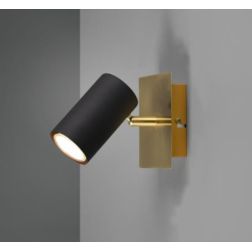 MARLEY FARETTO DA SOFFITTO O PARETE ORIENTABILE IN METALLO ORO CON SPOT CILINDRO NERO ATTACCO GU10 TRIO LIGHTING - Cristalensi S 2