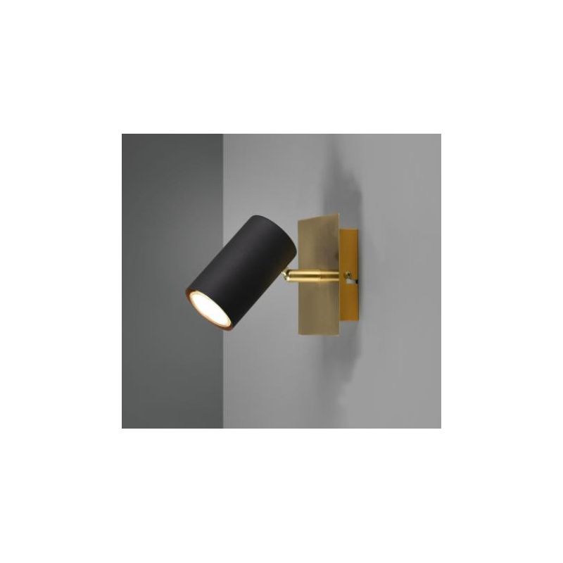 MARLEY FARETTO DA SOFFITTO O PARETE ORIENTABILE IN METALLO ORO CON SPOT CILINDRO NERO ATTACCO GU10 TRIO LIGHTING - Cristalensi S