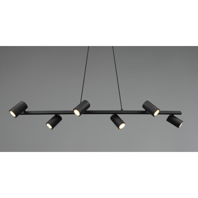 MARLEY SOSPENSIONE IN METALLO 4 FINITURE CON 6 SPOT CILINDRO ORIENTABILI ATTACCO 6XGU10 TRIO LIGHTING - Cristalensi Shop Online