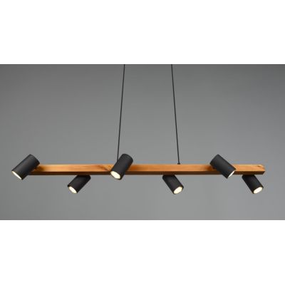 MARLEY SOSPENSIONE IN LEGNO E METALLO CON 6 SPOT ORIENTABILI 3 COLORI ATTACCO 6XGU10 TRIO LIGHTING - Cristalensi Shop Online