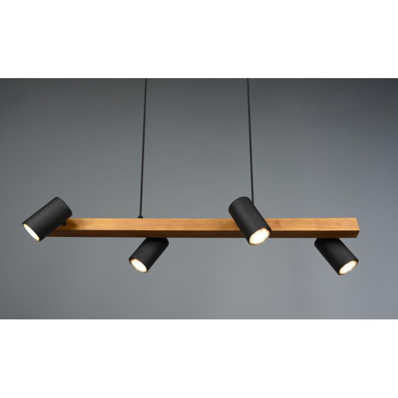 MARLEY SOSPENSIONE IN LEGNO E METALLO CON 4 SPOT ORIENTABILI 3 COLORI ATTACCO 4XGU10 TRIO LIGHTING - Cristalensi Shop Online