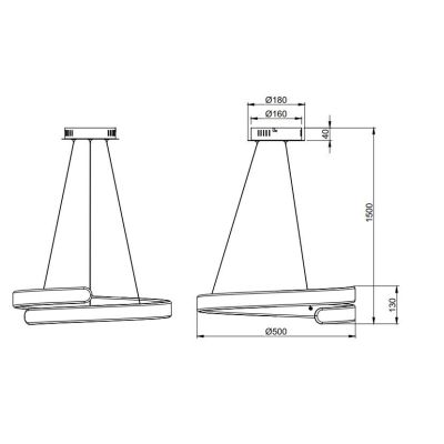 PARMA SOSPENSIONE MODERNA D50 CM BIANCA O CROMO LED 37W LUCE 4000K DIMMERABILE RL - Cristalensi Shop Online