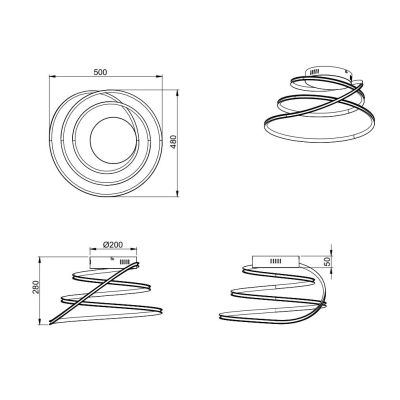 BOLOGNA PLAFONIERA SINUOSA FINITURA BIANCA O CROMO LED 36W LUCE 4000K DIMMERABILE MODERNA RL - Cristalensi Shop Online