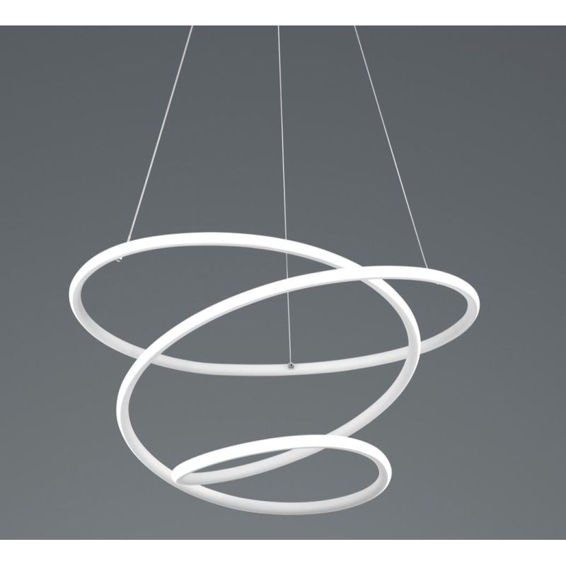 BOLOGNA SOSPENSIONE SINUOSA IN FINITURA BIANCA O CROMO LED 36W LUCE 4000K DIMMERABILE MODERNA RL - Cristalensi Shop Online