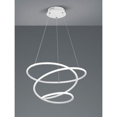 BOLOGNA SOSPENSIONE SINUOSA IN FINITURA BIANCA O CROMO LED 36W LUCE 4000K DIMMERABILE MODERNA RL - Cristalensi Shop Online