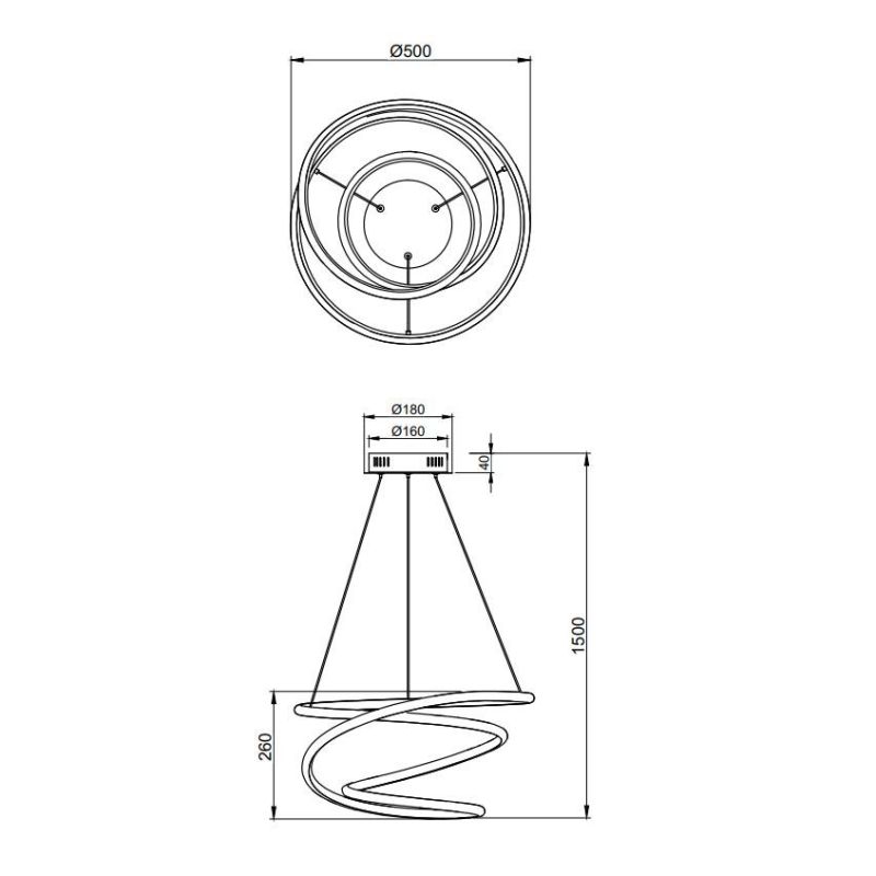 BOLOGNA SOSPENSIONE SINUOSA IN FINITURA BIANCA O CROMO LED 36W LUCE 4000K DIMMERABILE MODERNA RL - Cristalensi Shop Online