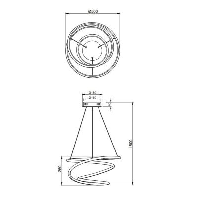 BOLOGNA SOSPENSIONE SINUOSA IN FINITURA BIANCA O CROMO LED 36W LUCE 4000K DIMMERABILE MODERNA RL - Cristalensi Shop Online