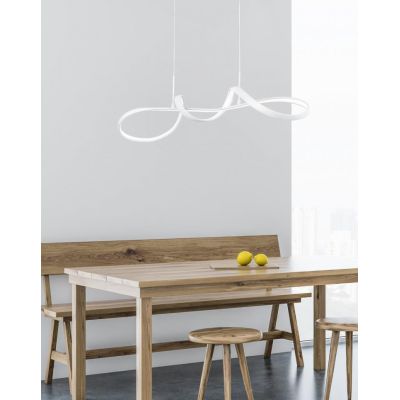 PERUGIA SOSPENSIONE SINUOSA IN FINITURA BIANCA O CROMO LED 37W LUCE 4000K DIMMERABILE MODERNA RL - Cristalensi Shop Online