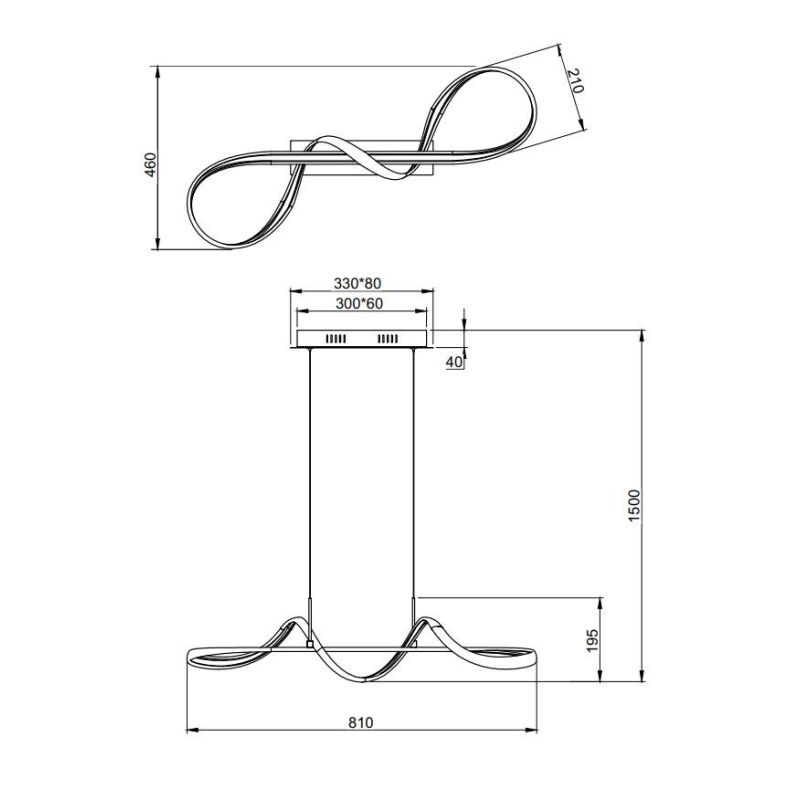 PERUGIA SOSPENSIONE SINUOSA IN FINITURA BIANCA O CROMO LED 37W LUCE 4000K DIMMERABILE MODERNA RL - Cristalensi Shop Online