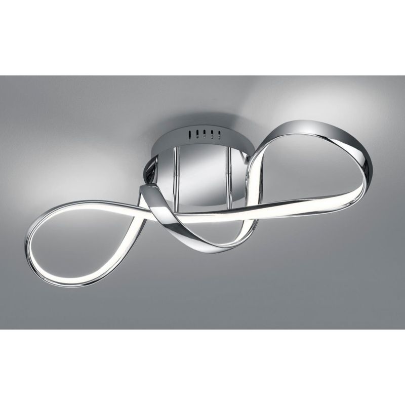 PERUGIA PLAFONIERA SINUOSA IN FINITURA BIANCA O CROMO LED 28W LUCE 4000K DIMMERABILE MODERNA RL - Cristalensi Shop Online