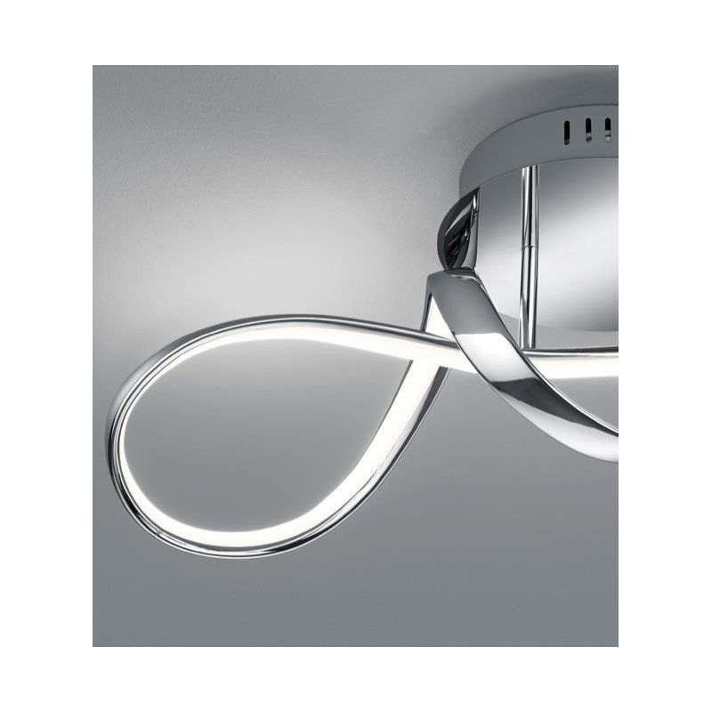 PERUGIA PLAFONIERA SINUOSA IN FINITURA BIANCA O CROMO LED 28W LUCE 4000K DIMMERABILE MODERNA RL - Cristalensi Shop Online
