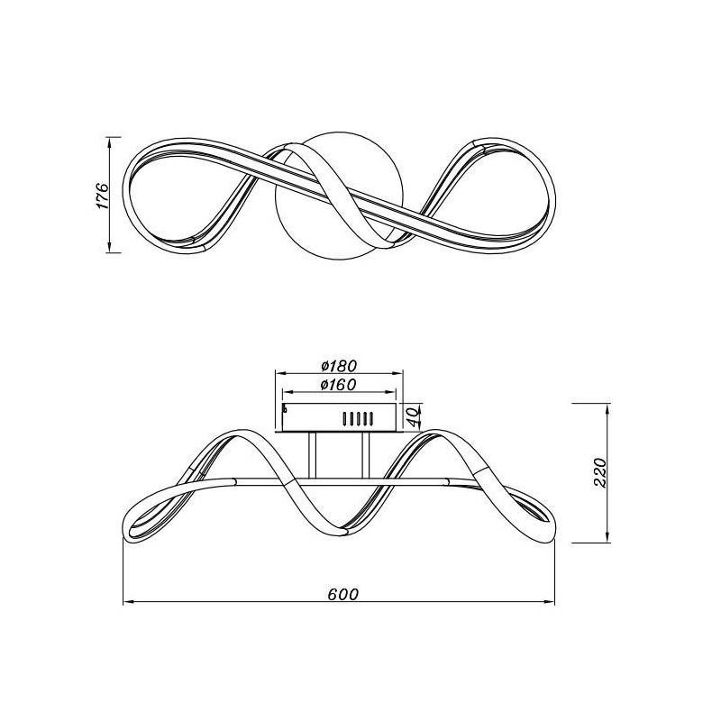 PERUGIA PLAFONIERA SINUOSA IN FINITURA BIANCA O CROMO LED 28W LUCE 4000K DIMMERABILE MODERNA RL - Cristalensi Shop Online